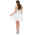 Grace Karin Fashion Girls Strapless Organza White Beaded Nude Short Cocktail Dresses CL3520-1